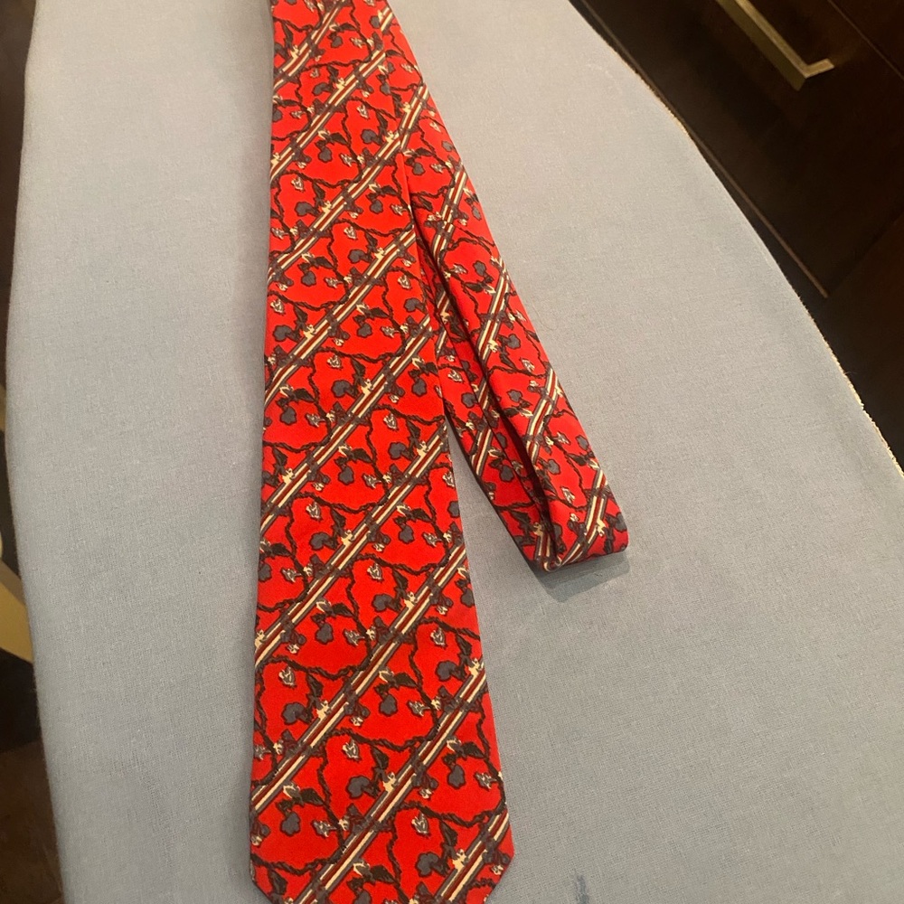 Linea Italian  Red Patterned Silk  Tie